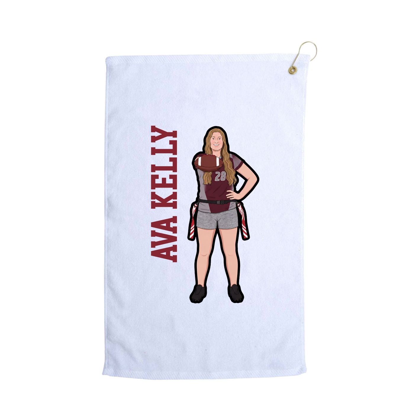 Golf Towel — Name Vertical in White
