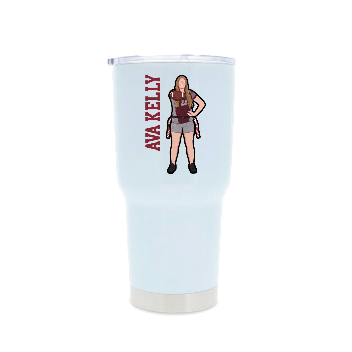 30oz Stainless Steel Tumbler — Name Vertical in White