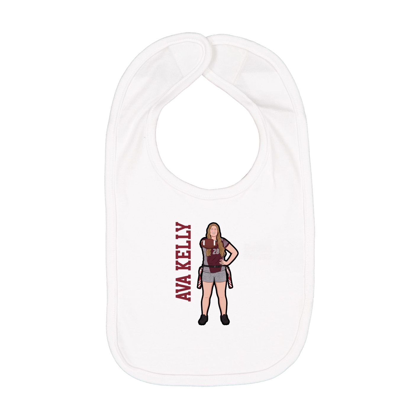 Infant Bib — Name Vertical in White
