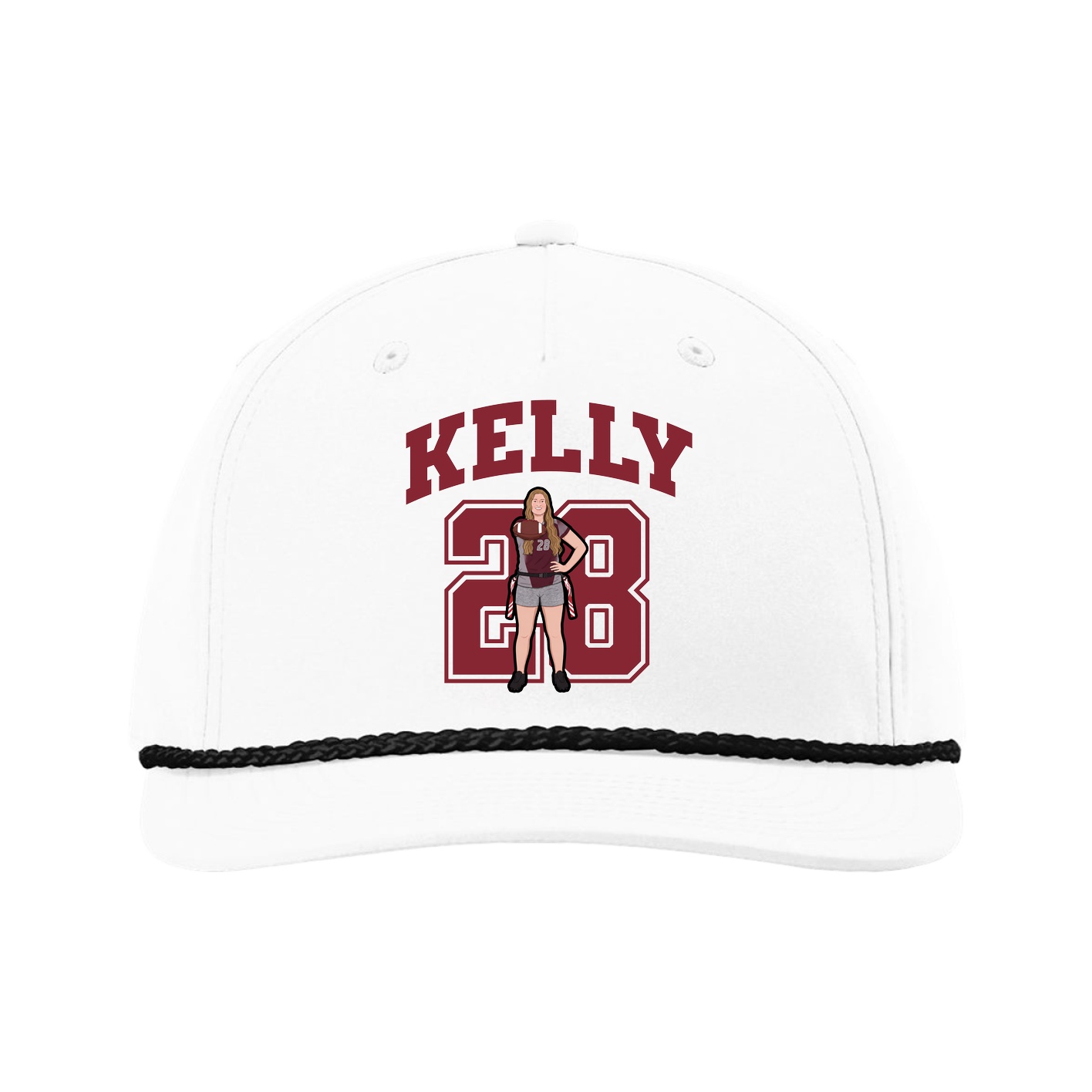 Five-Panel Classic Rope Cap — Number in White