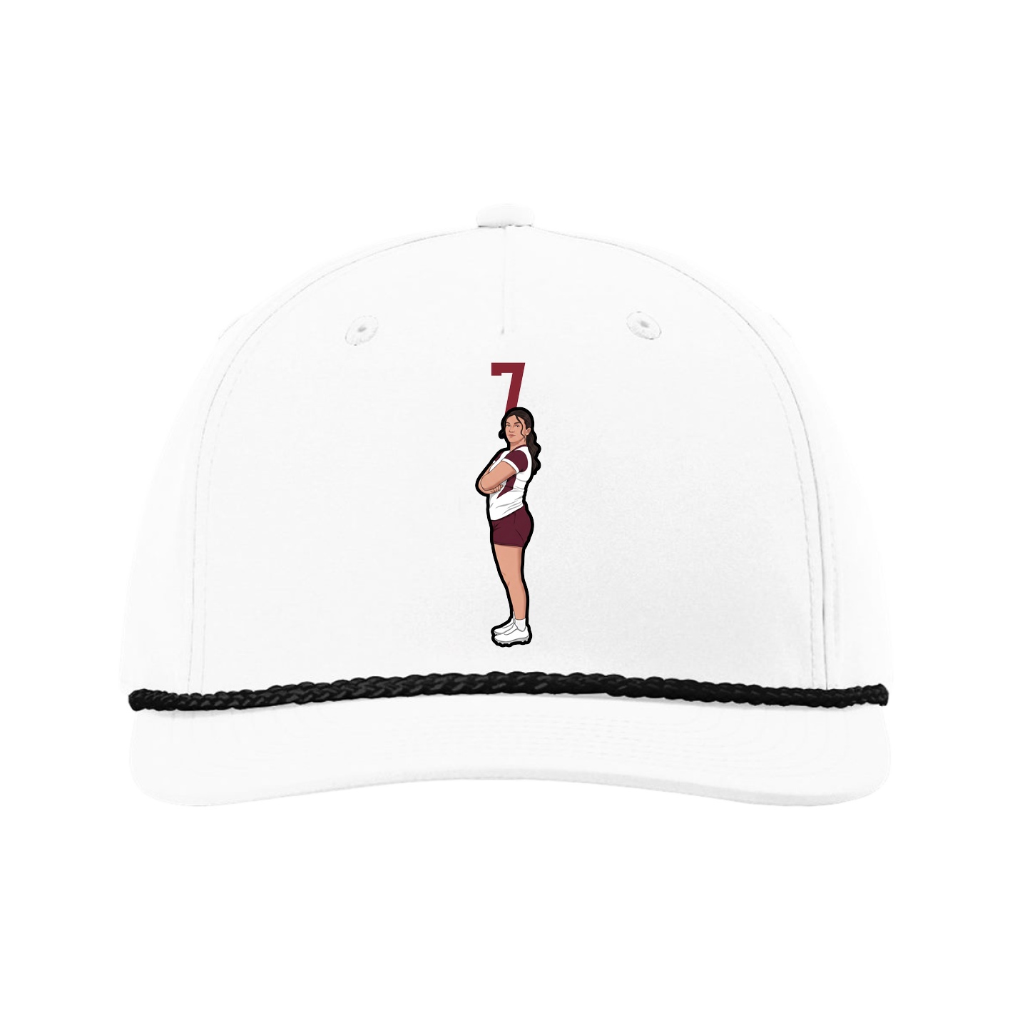 Five-Panel Classic Rope Cap — Number Top in White