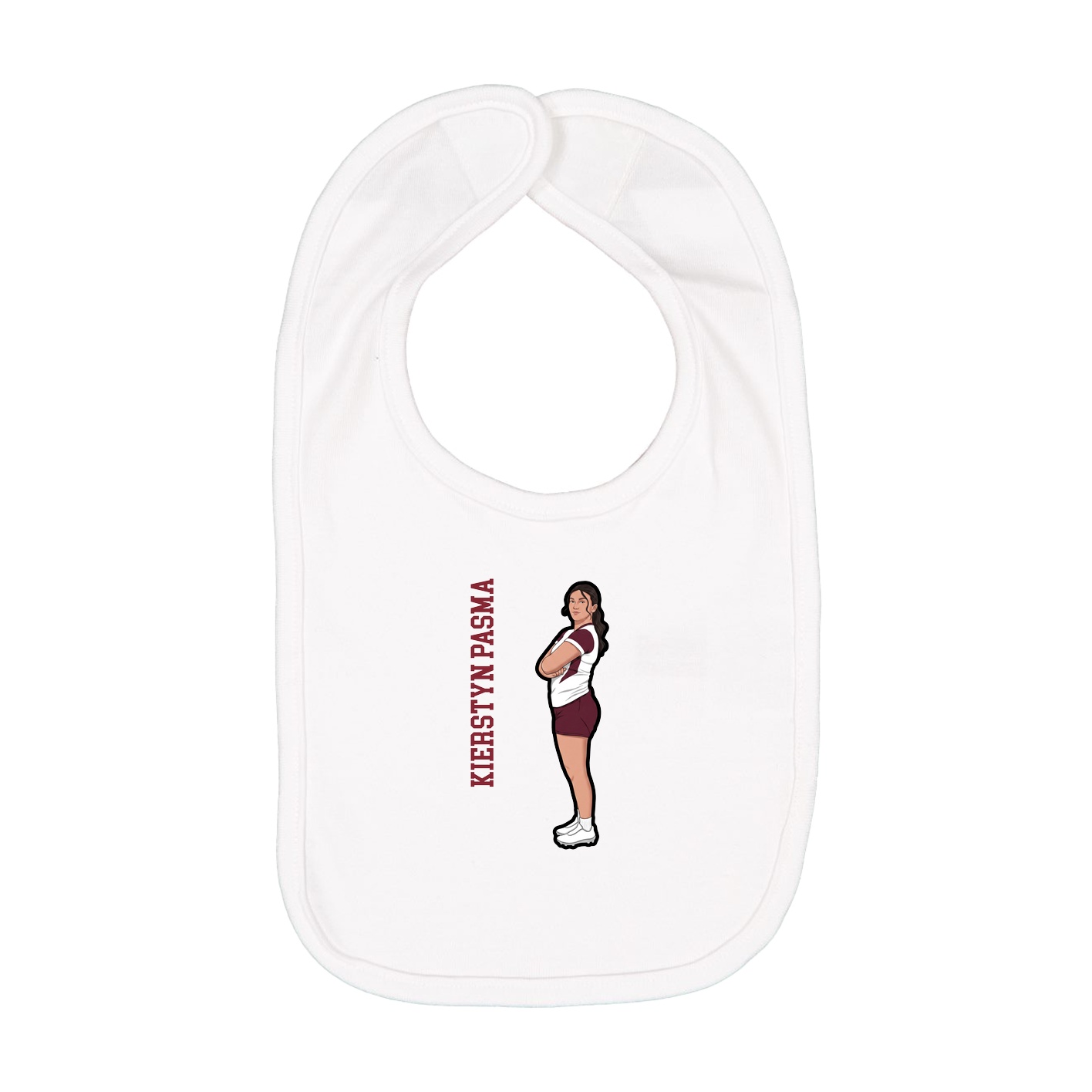 Infant Bib — Name Vertical in White
