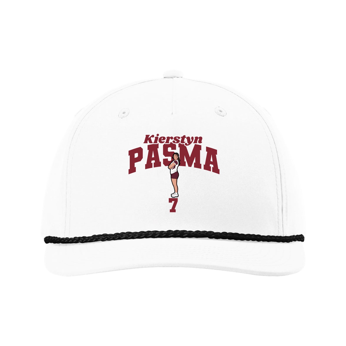 Five-Panel Classic Rope Cap — Signature Arch in White