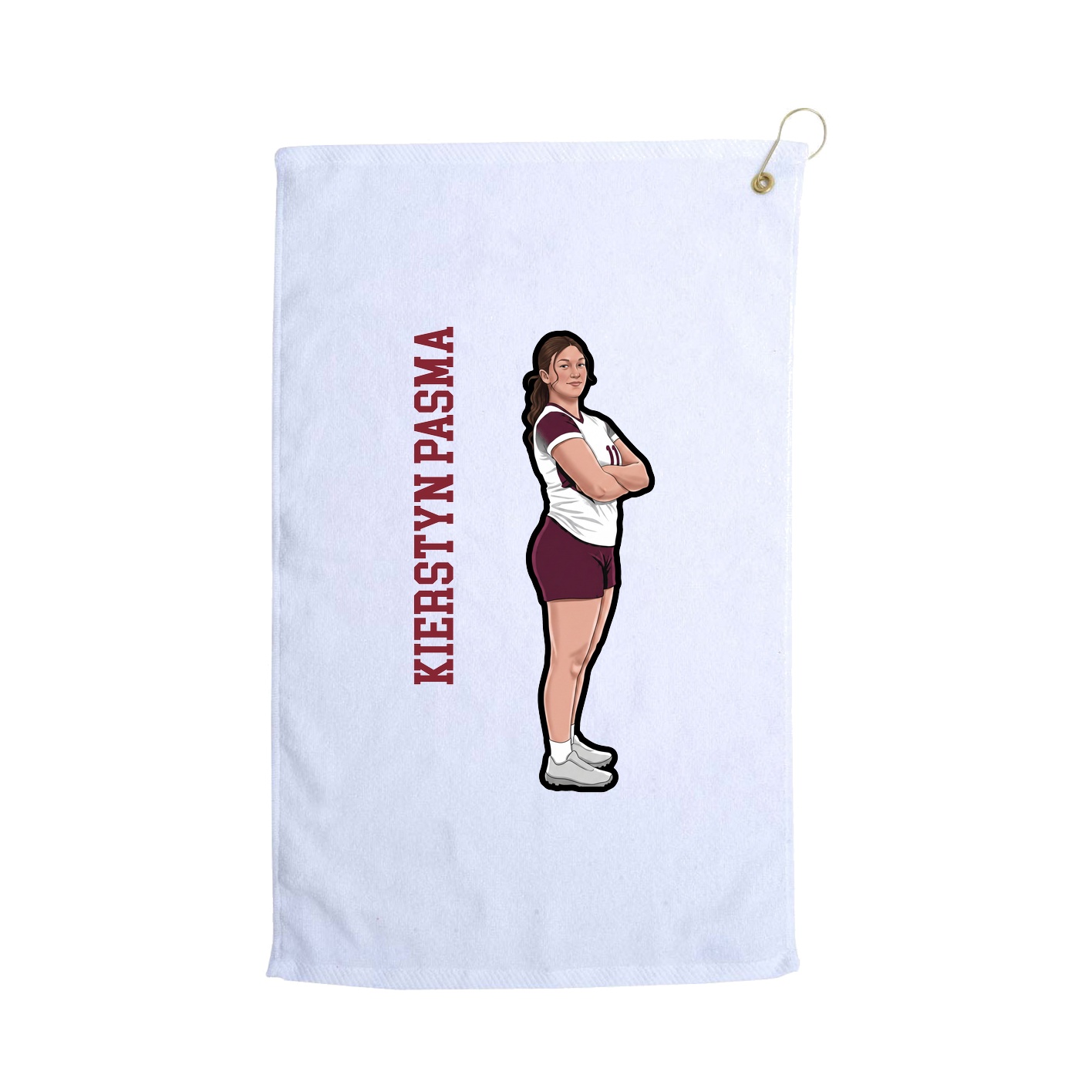 Golf Towel — Name Vertical in White
