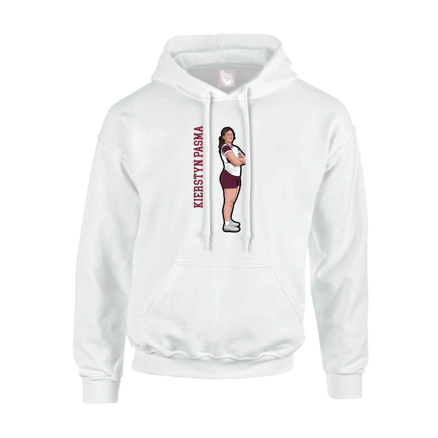 Youth Hoodie — Name Vertical in White