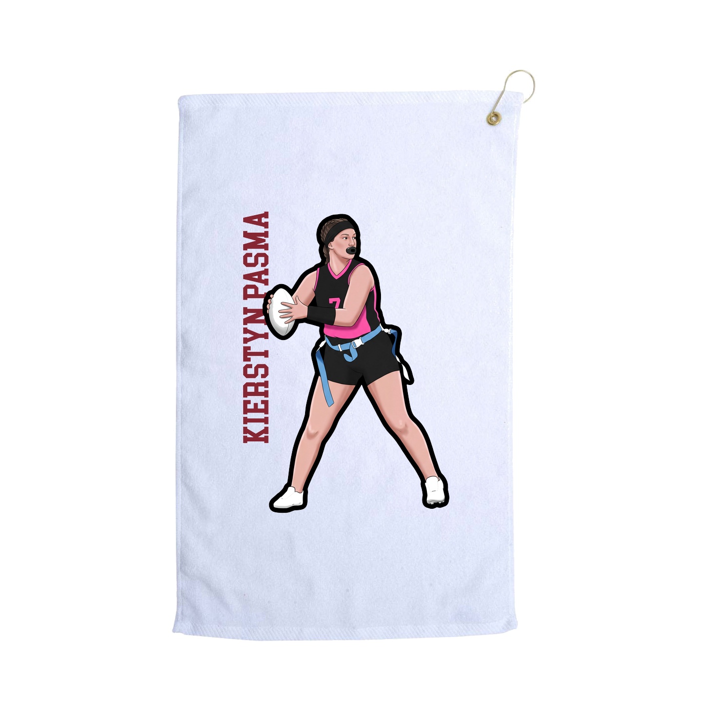 Golf Towel — Name Vertical in White