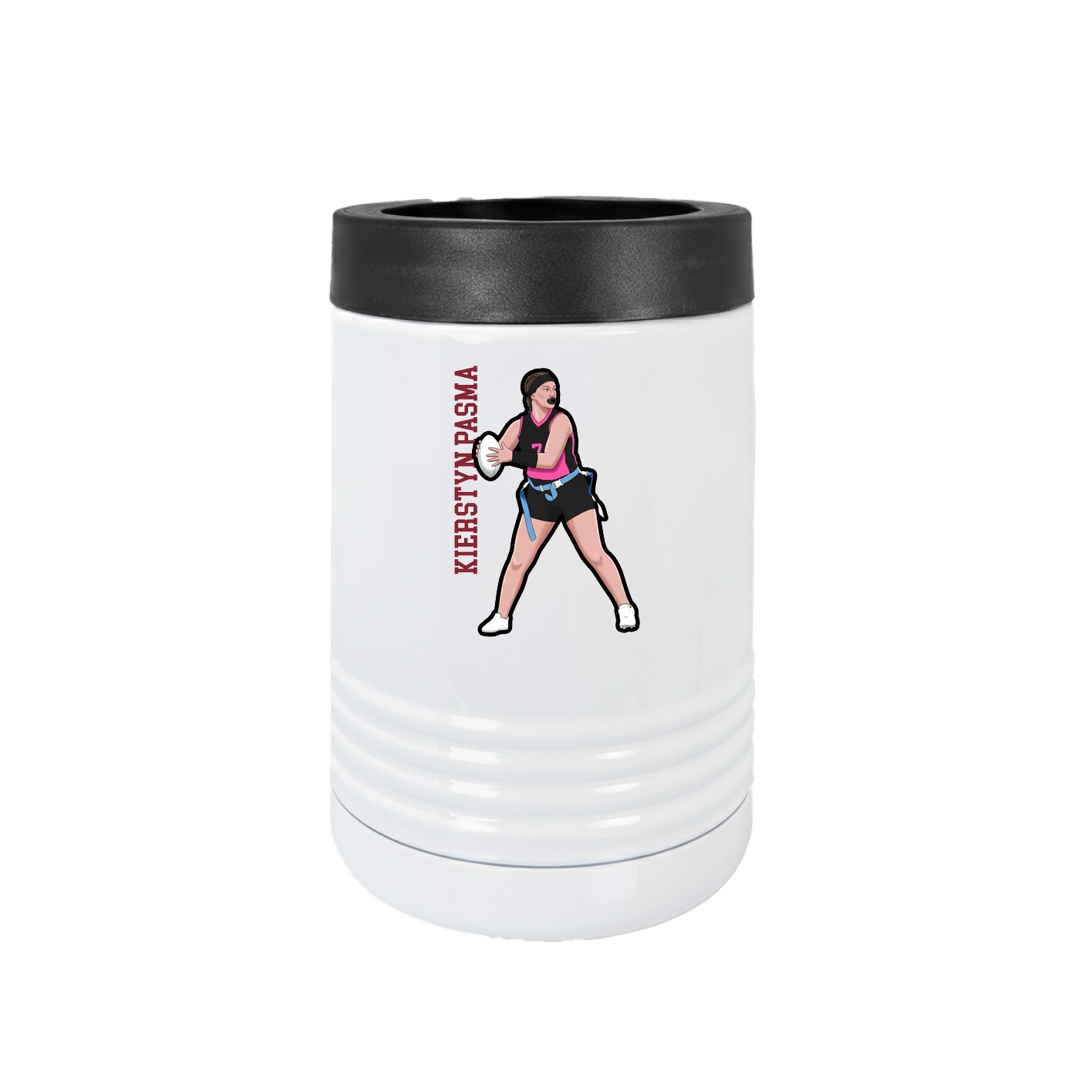 Beverage Holder — Name Vertical in White