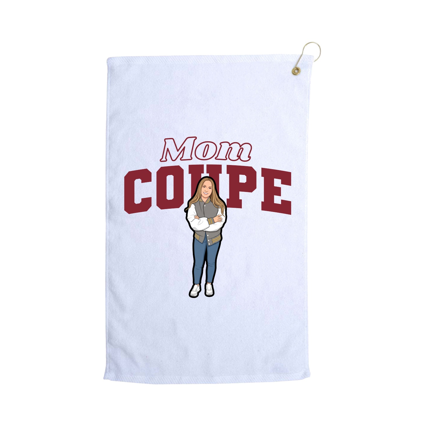 Golf Towel — Mothers Day Block in White