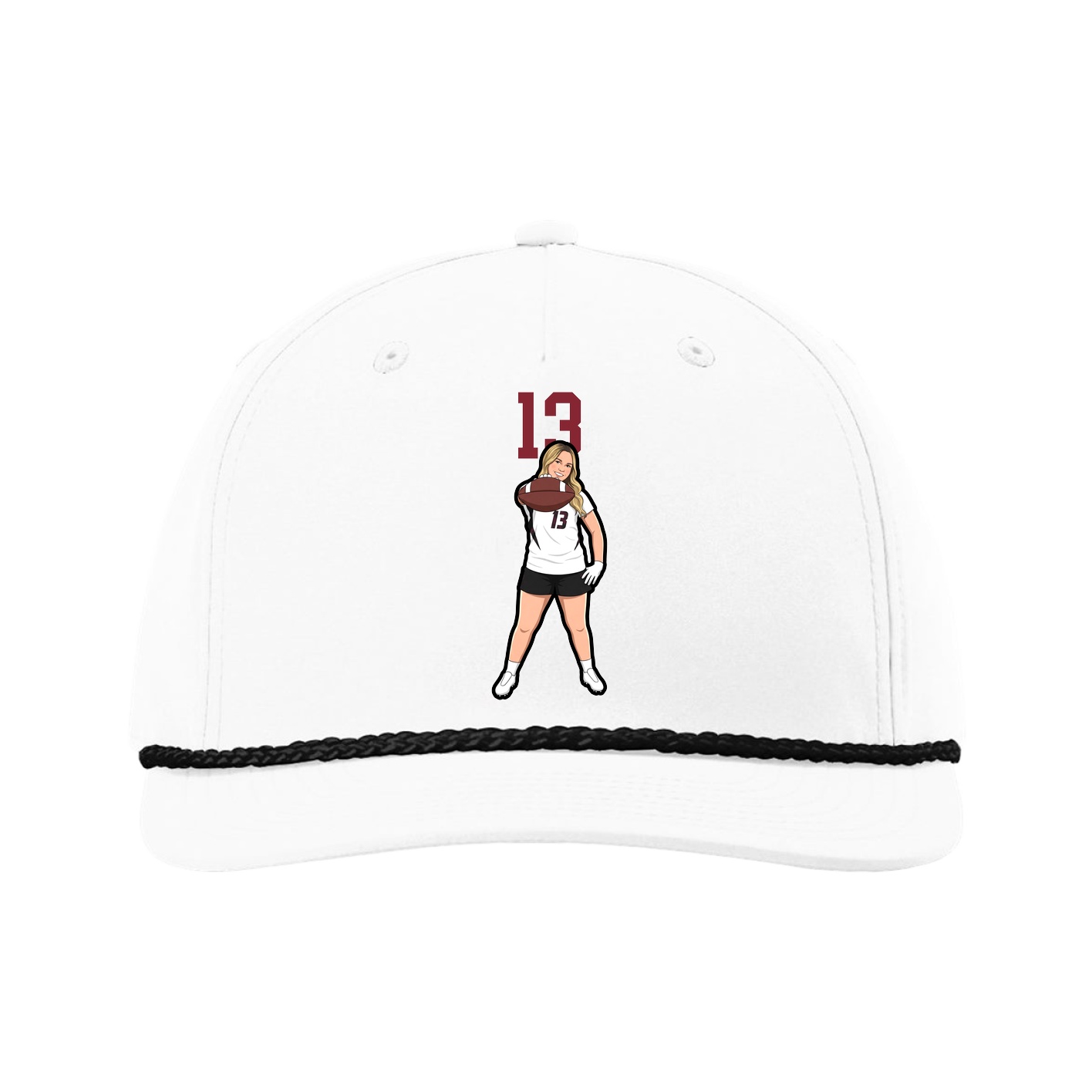 Five-Panel Classic Rope Cap — Number Top in White