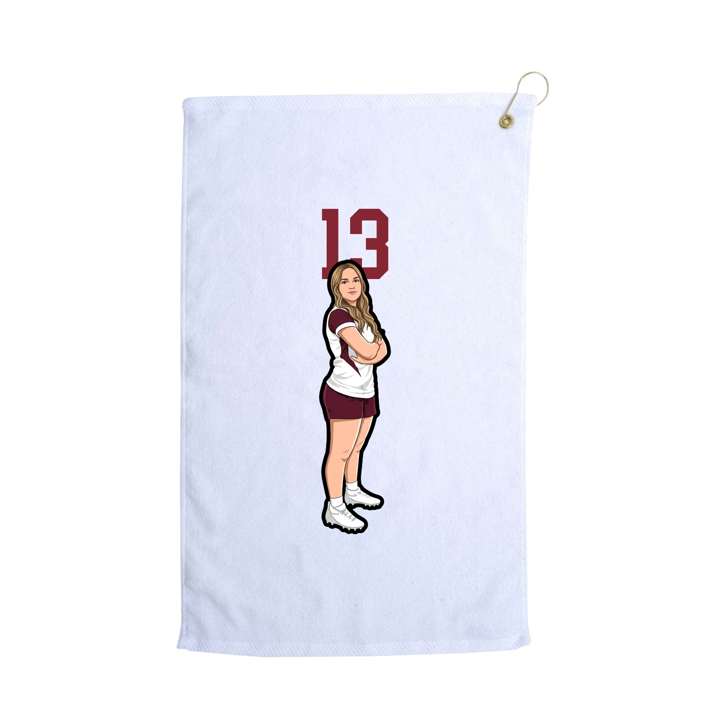 Golf Towel — Number Top in White