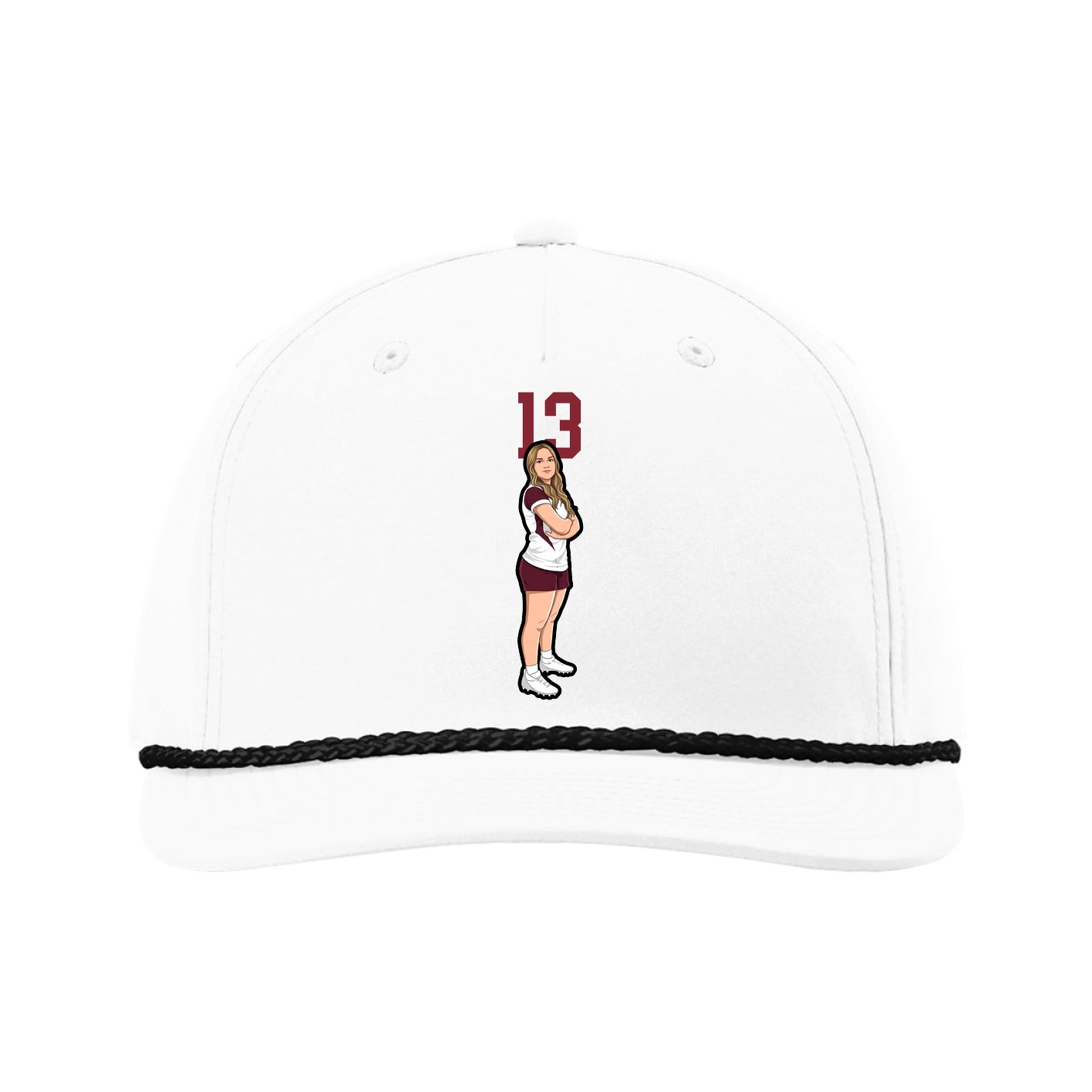Five-Panel Classic Rope Cap — Number Top in White