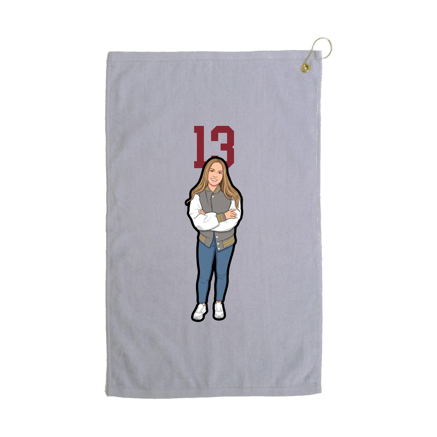 Golf Towel — Number Top in Grey