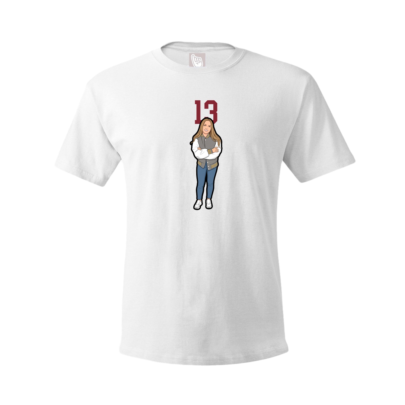 Youth Tee — Number Top in White