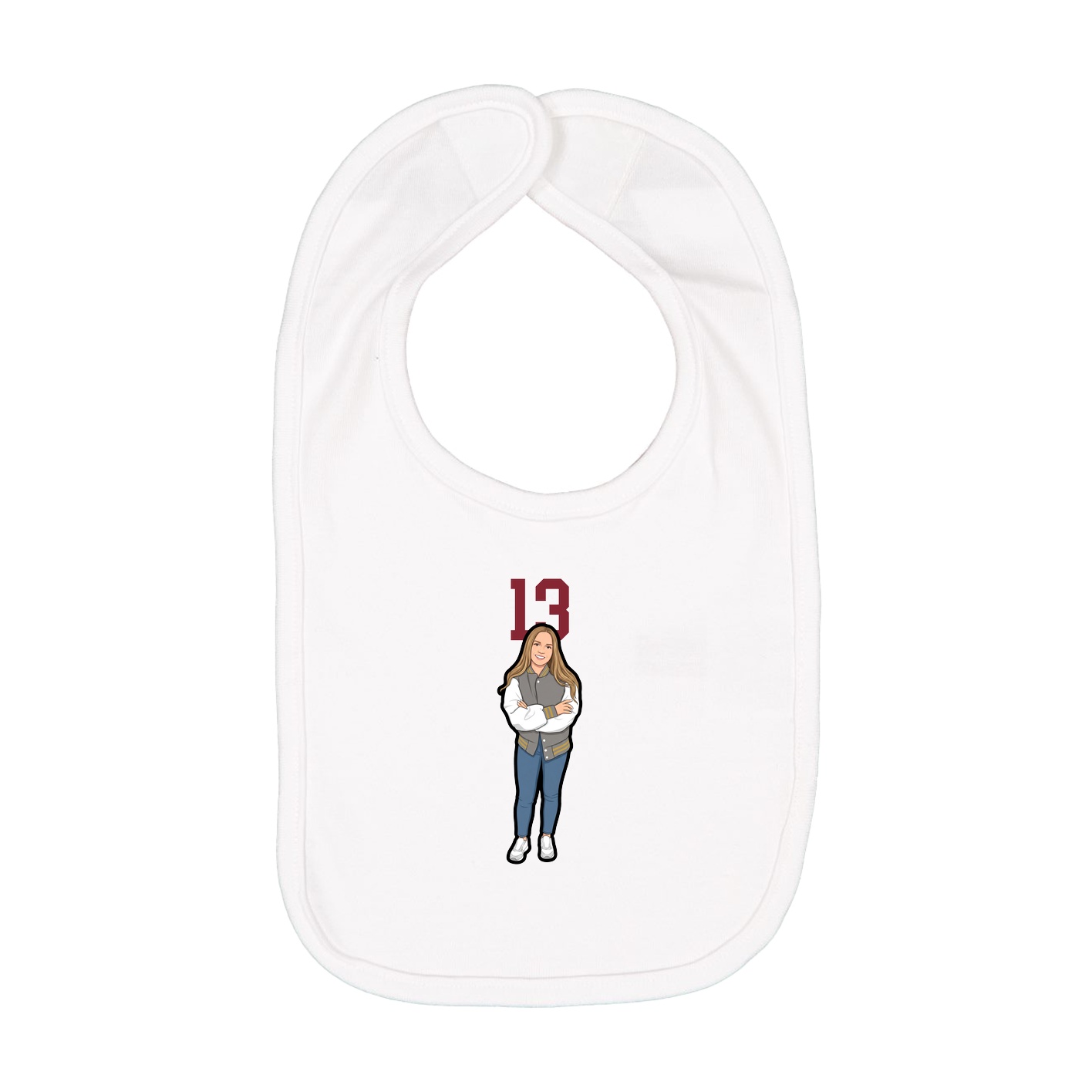 Infant Bib — Number Top in White