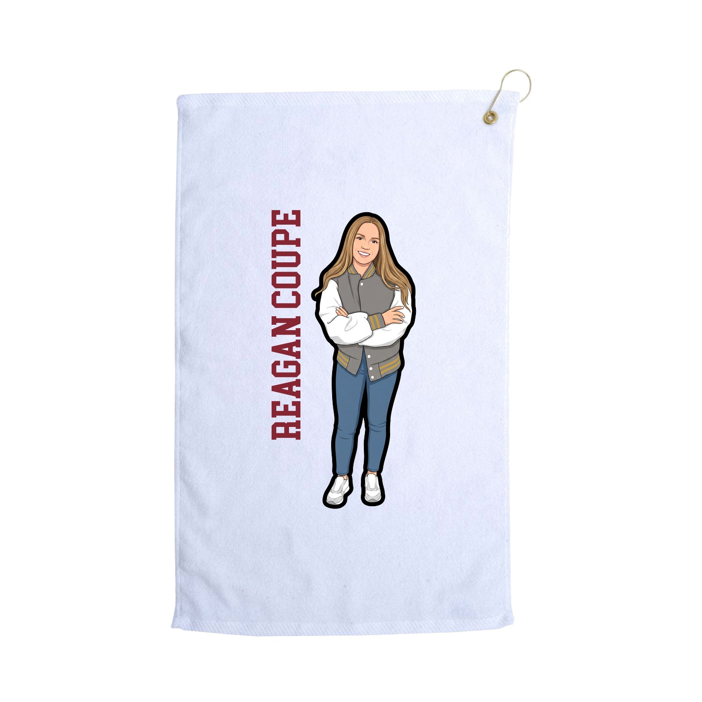 Golf Towel — Name Vertical in White