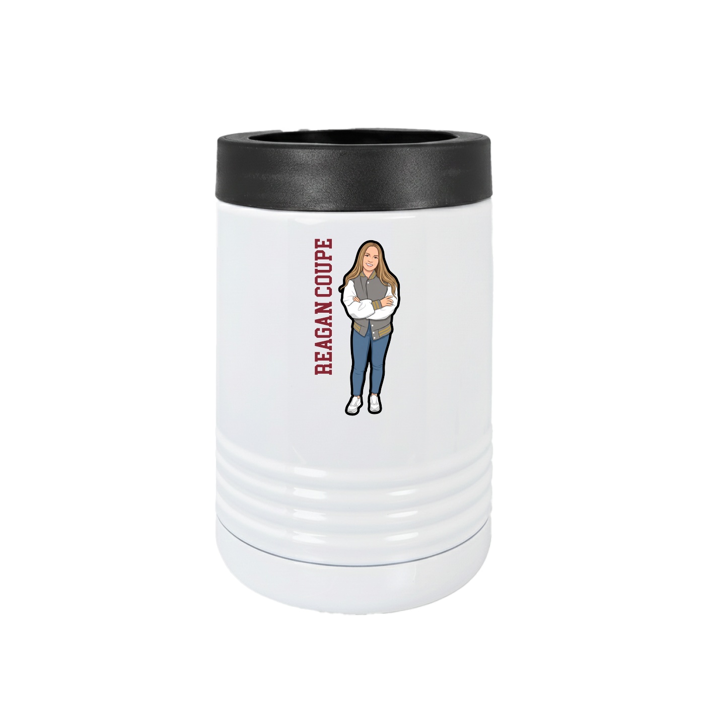 Beverage Holder — Name Vertical in White