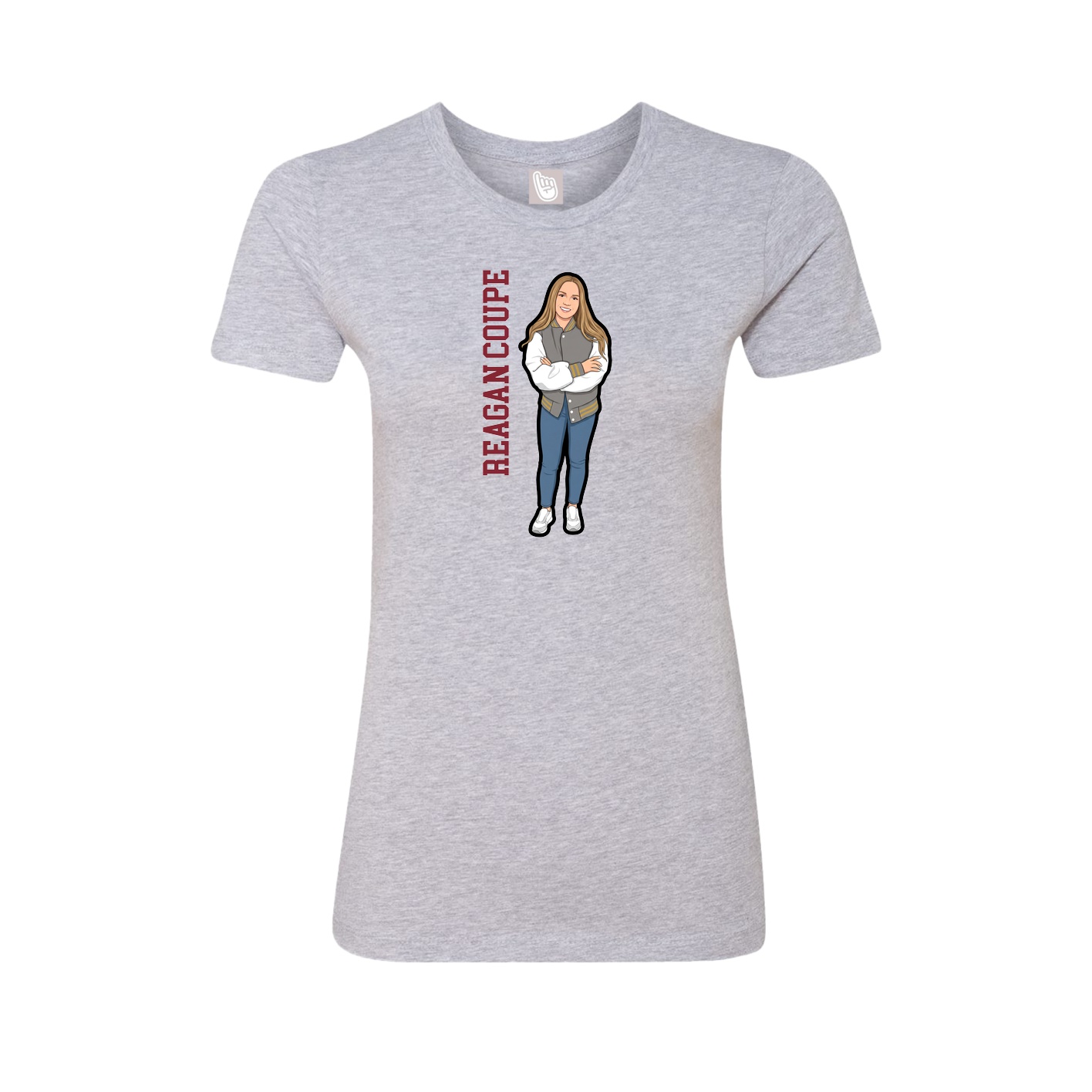 Fitted Women's Tee — Name Vertical in Grey