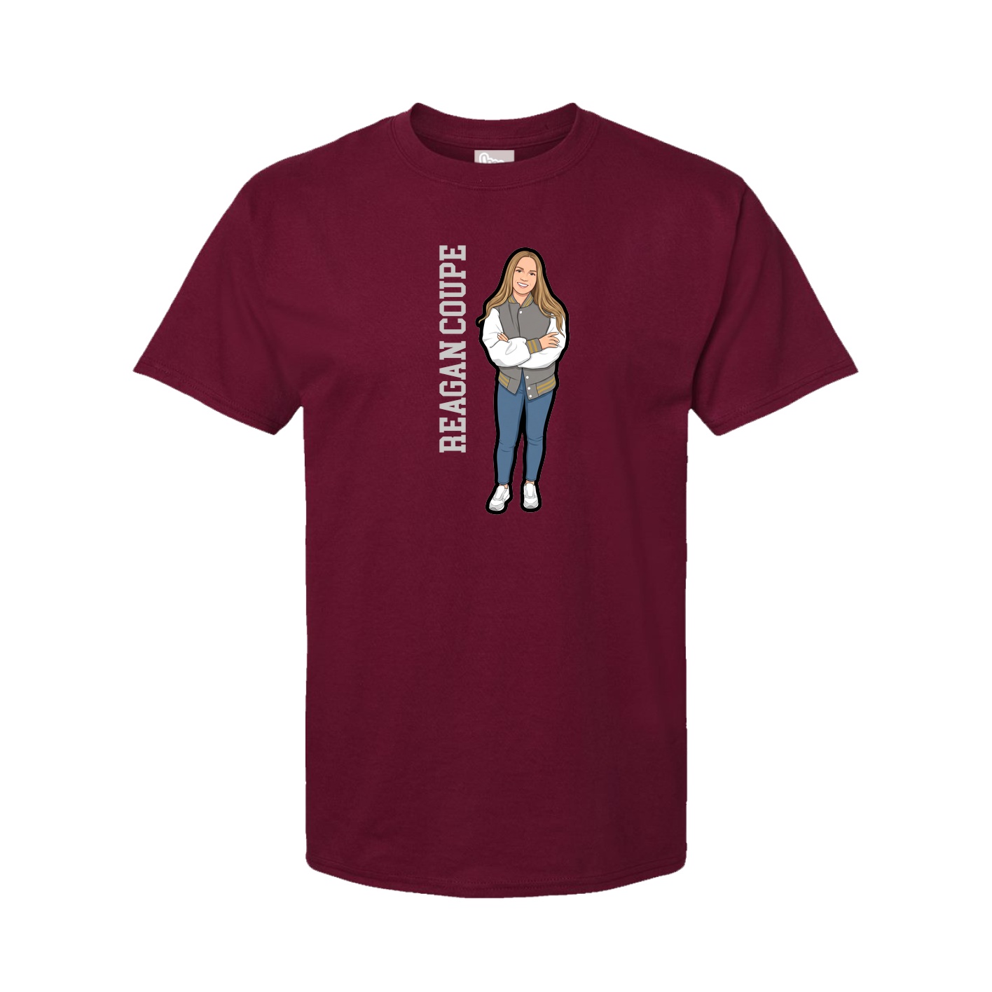 Youth Tee — Name Vertical in Cardinal