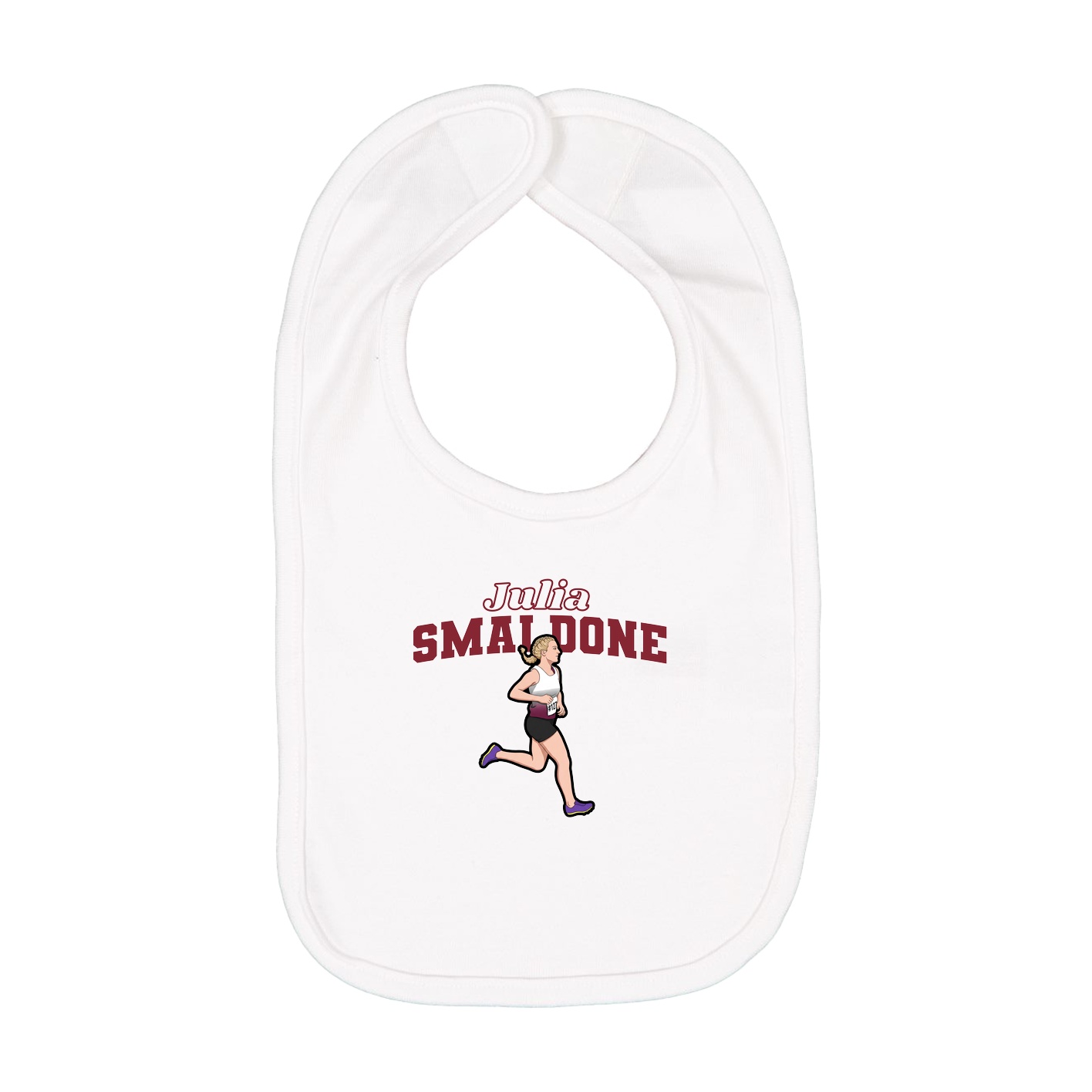 Infant Bib — Name Arch in White