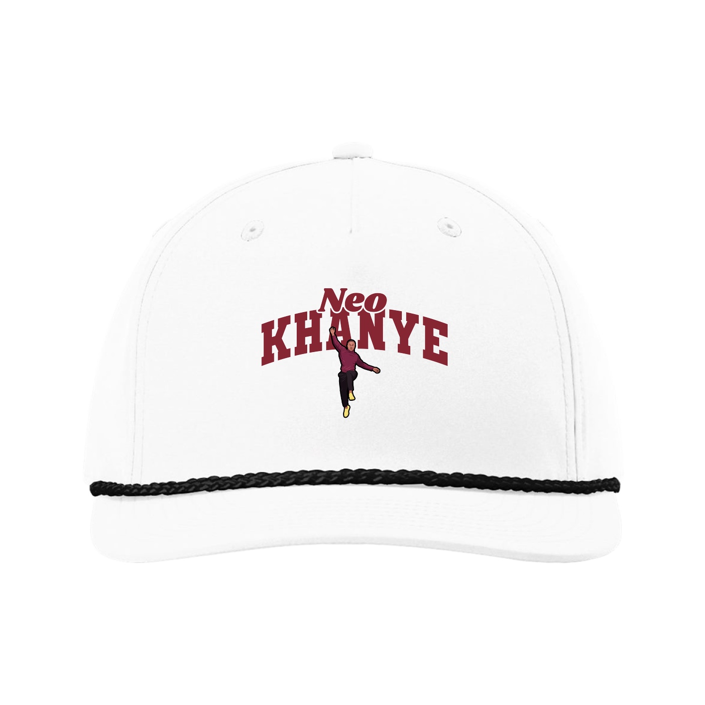 Five-Panel Classic Rope Cap — Signature Arch in White