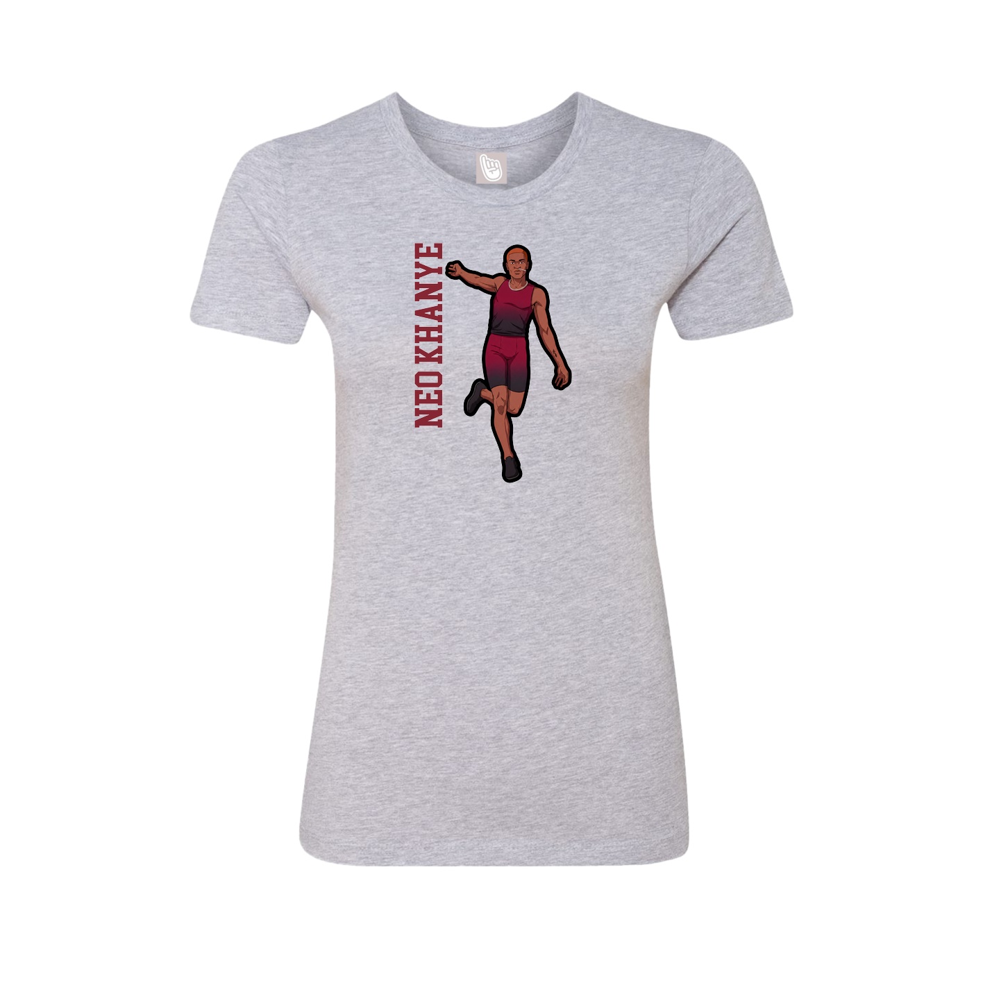 Fitted Women's Tee — Name Vertical in Grey