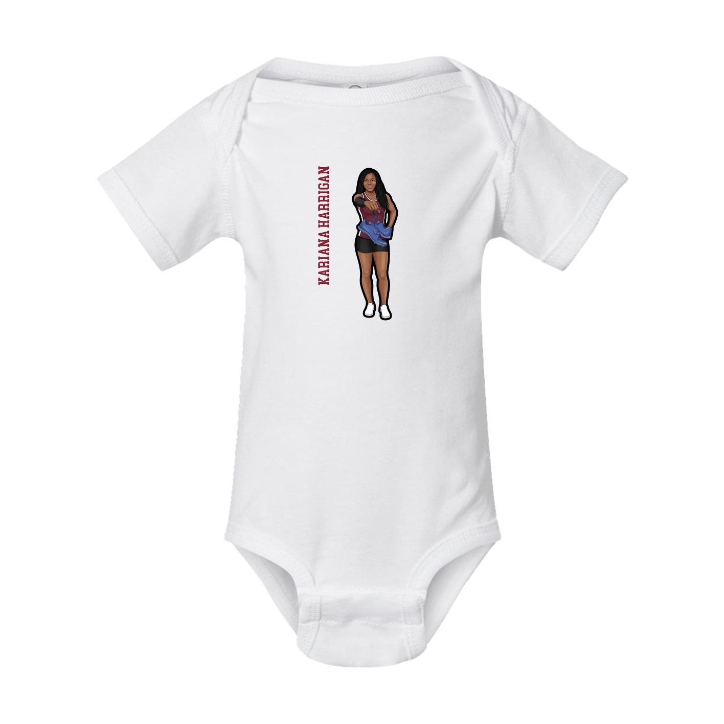 Baby Onesie — Name Vertical in White