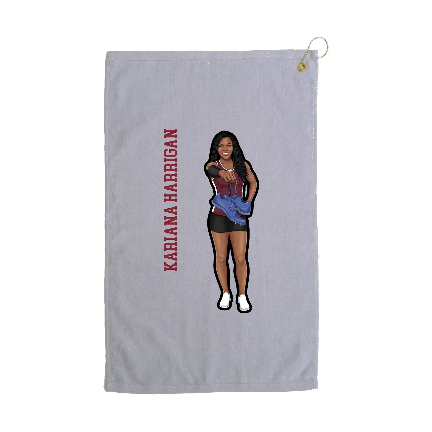 Golf Towel — Name Vertical in Grey