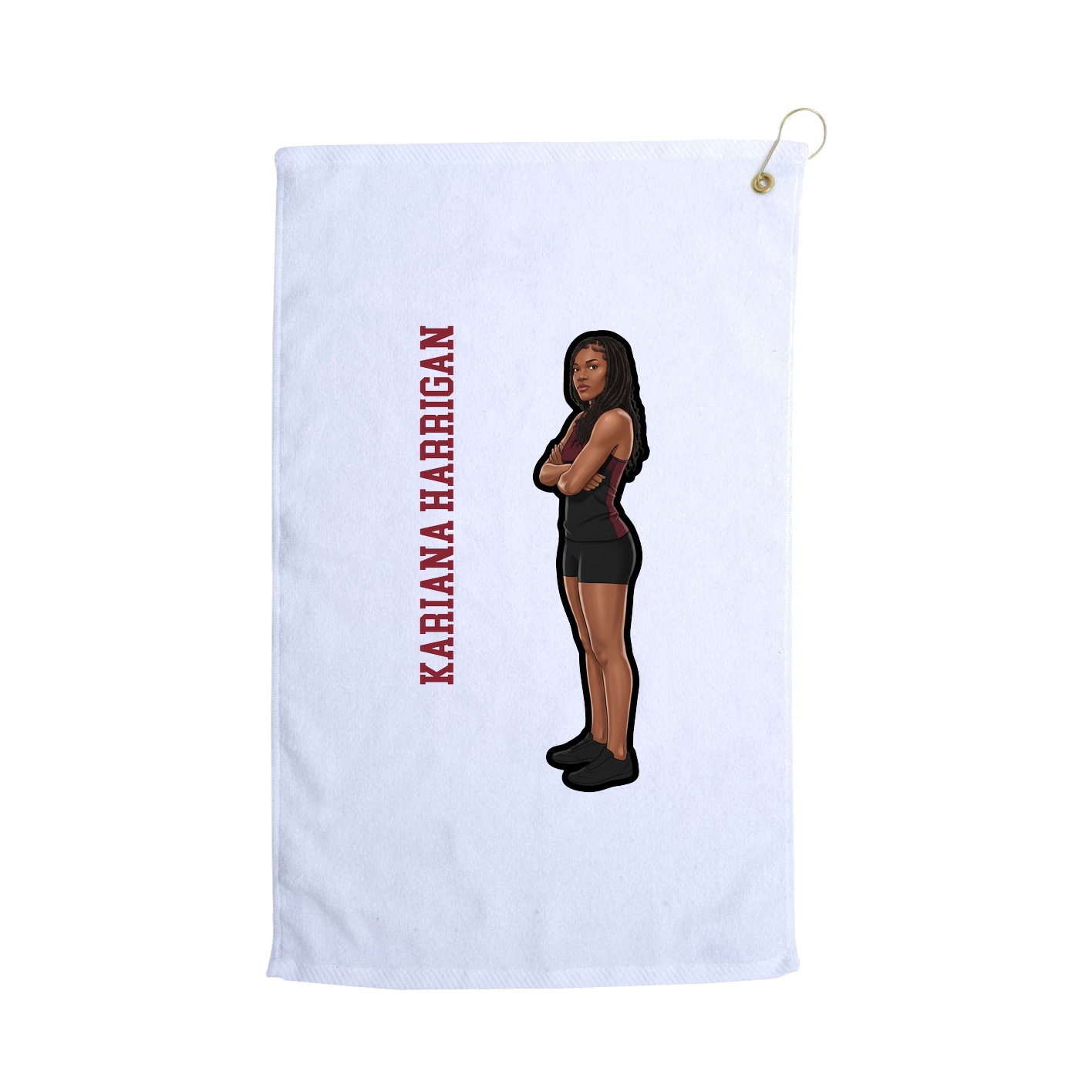 Golf Towel — Name Vertical in White