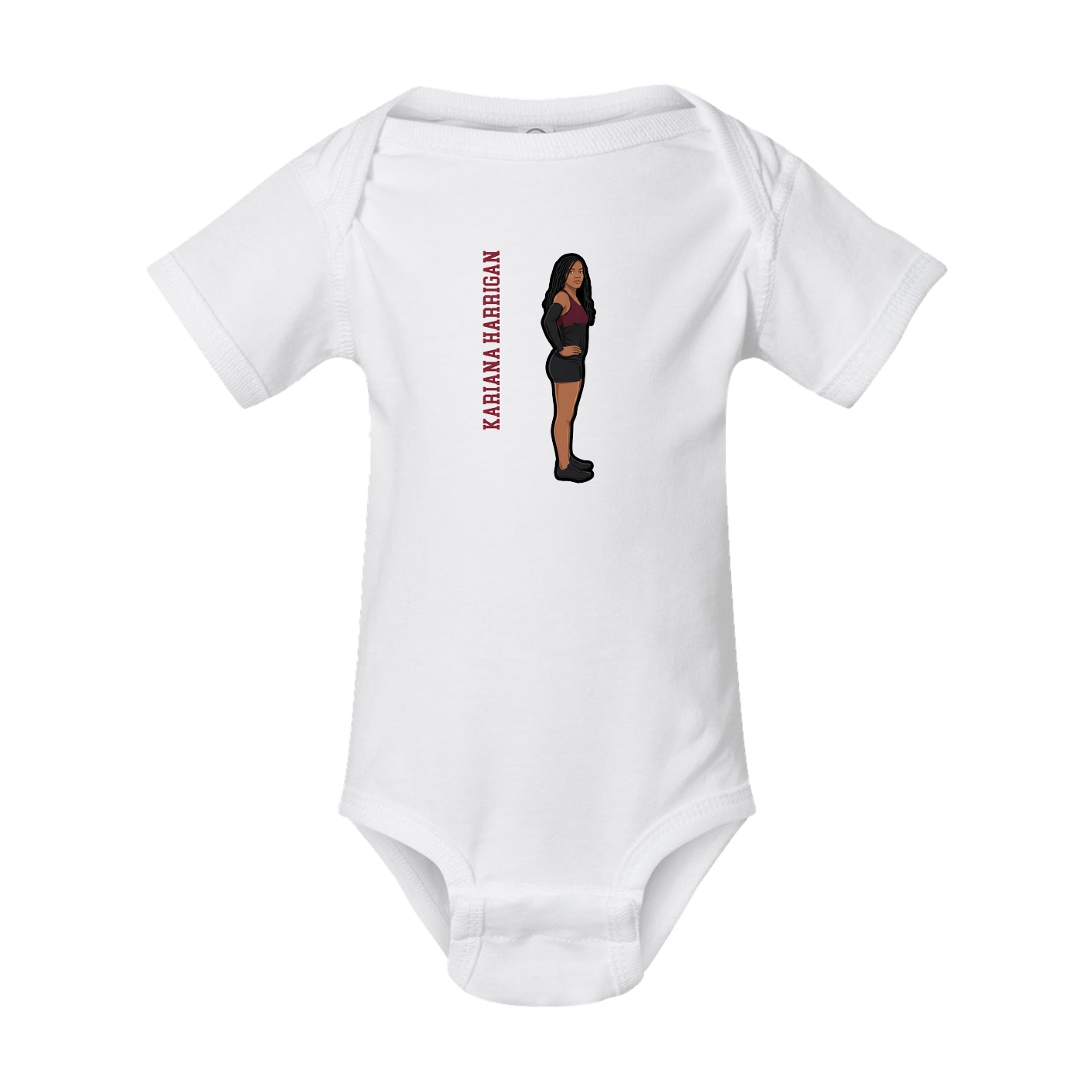 Baby Onesie — Name Vertical in White