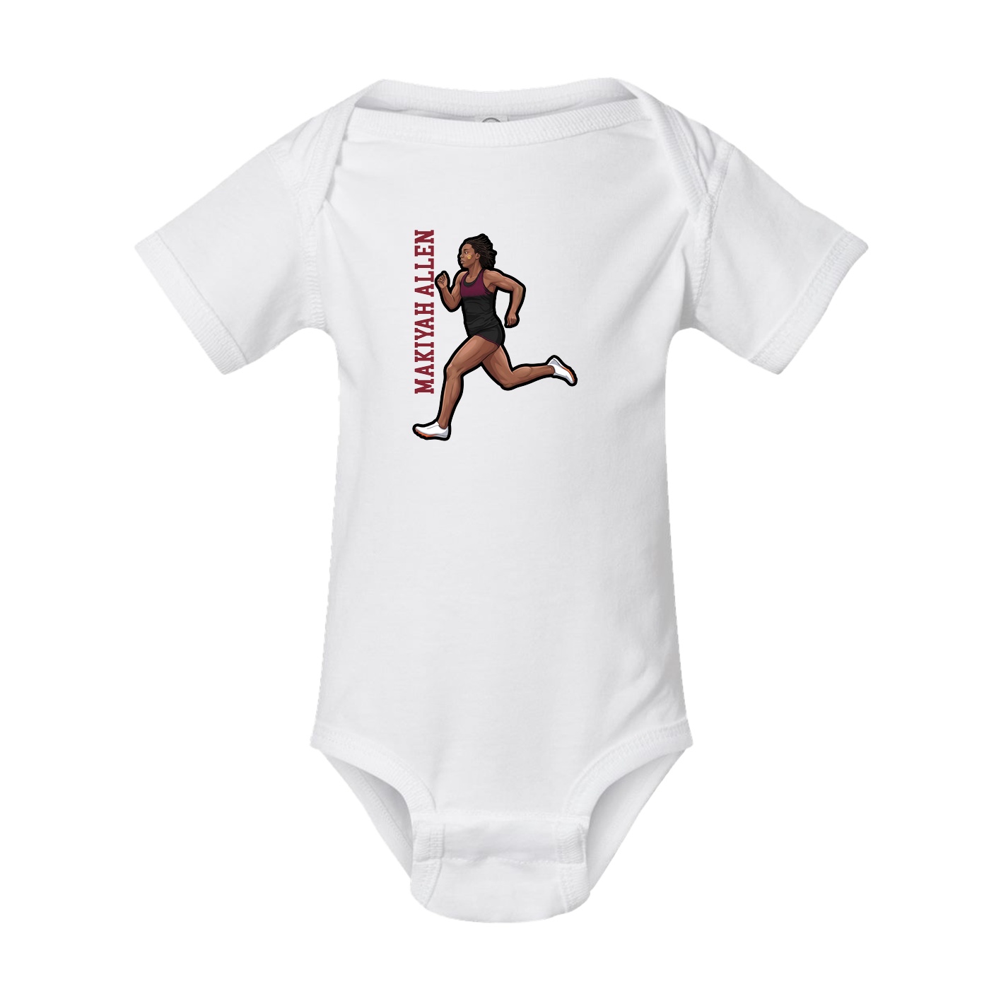 Baby Onesie — Name Vertical in White