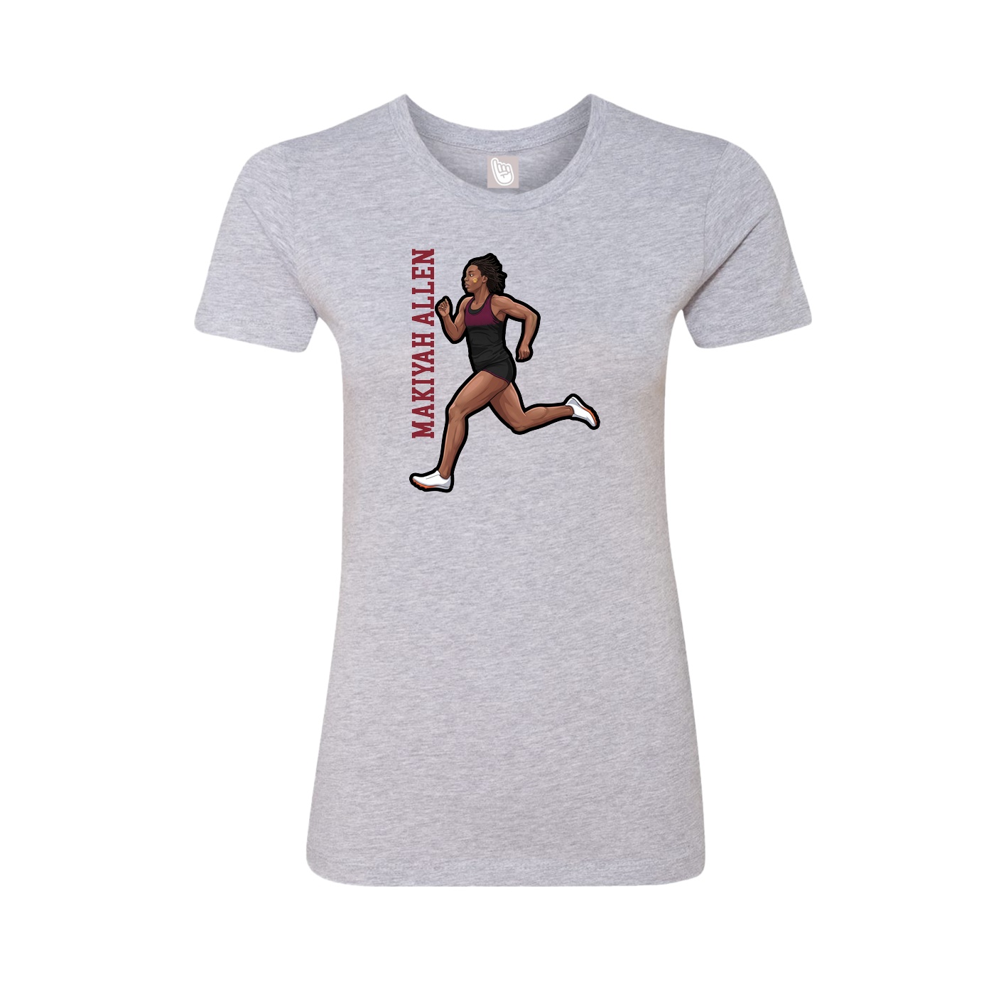 Fitted Women's Tee — Name Vertical in Grey