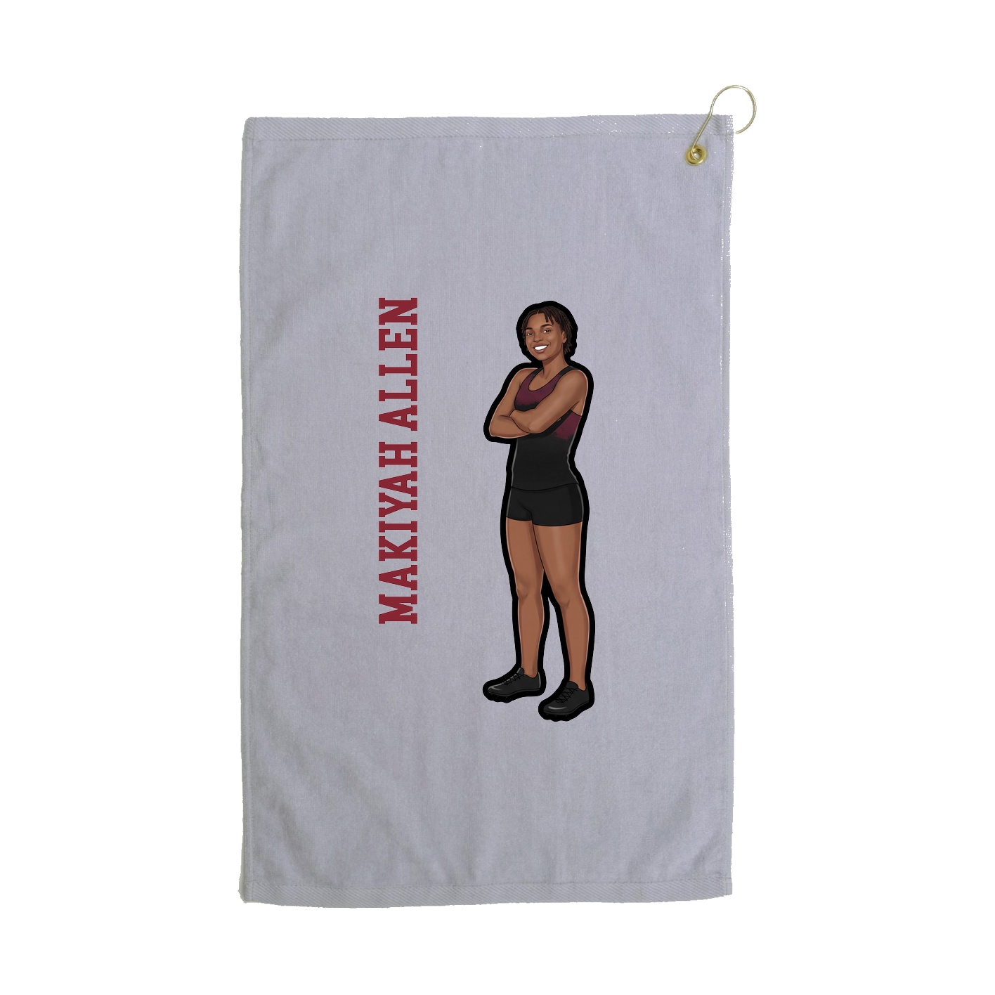 Golf Towel — Name Vertical in Grey