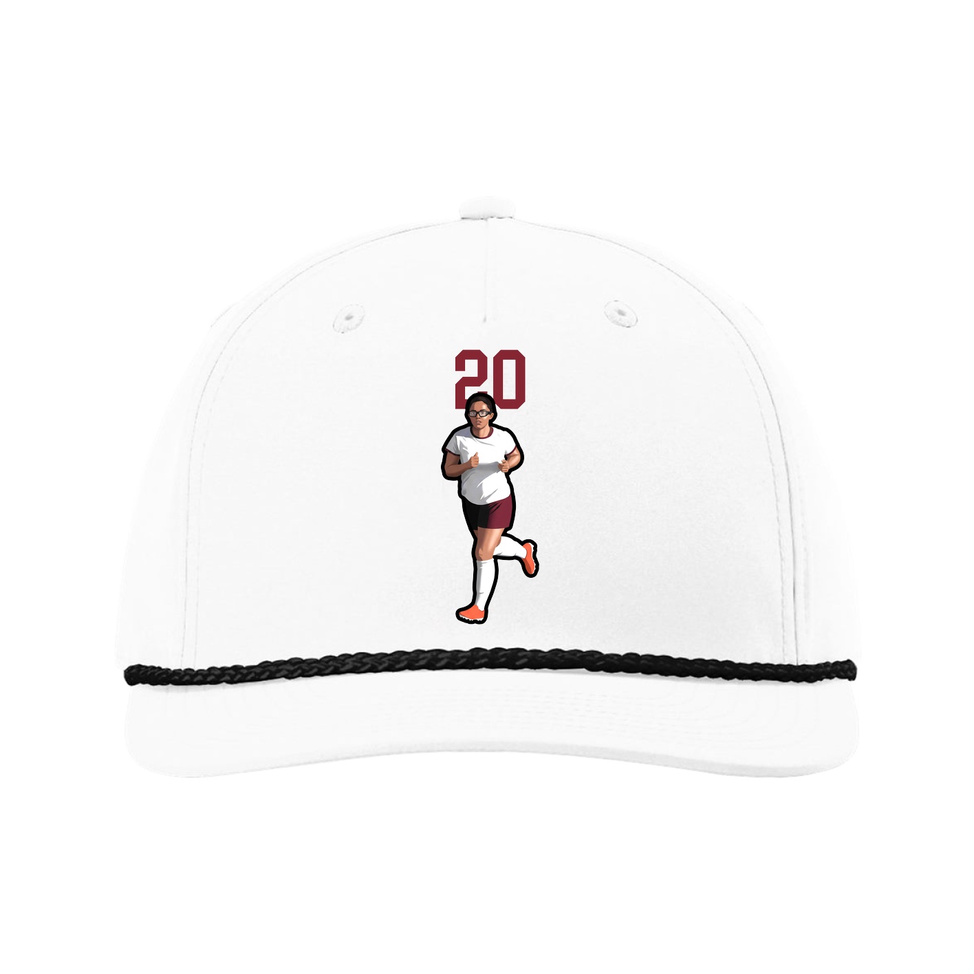 Five-Panel Classic Rope Cap — Number Top in White