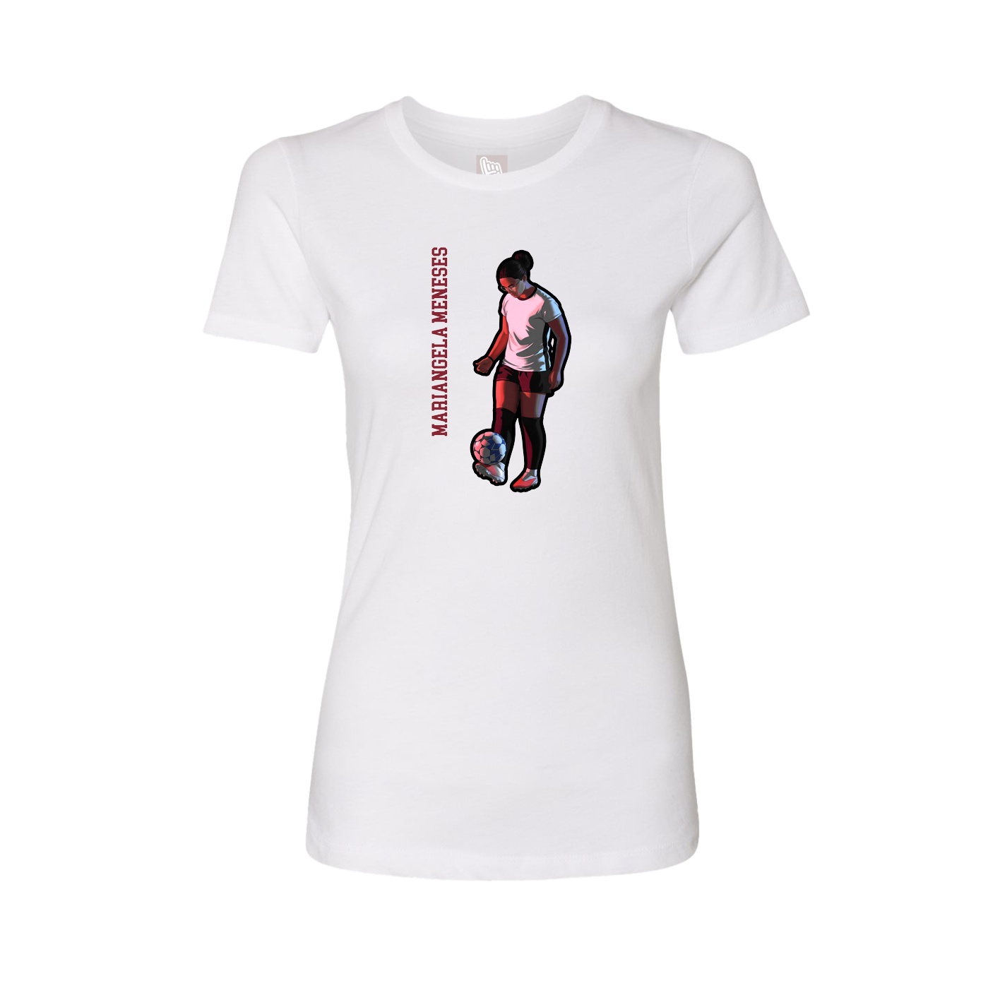 Fitted Women's Tee — Name Vertical in White