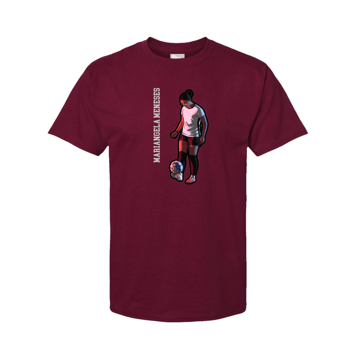 Youth Tee — Name Vertical in Cardinal
