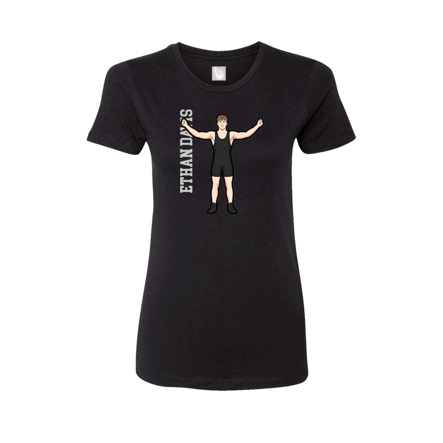 Fitted Women's Tee — Name Vertical in Black
