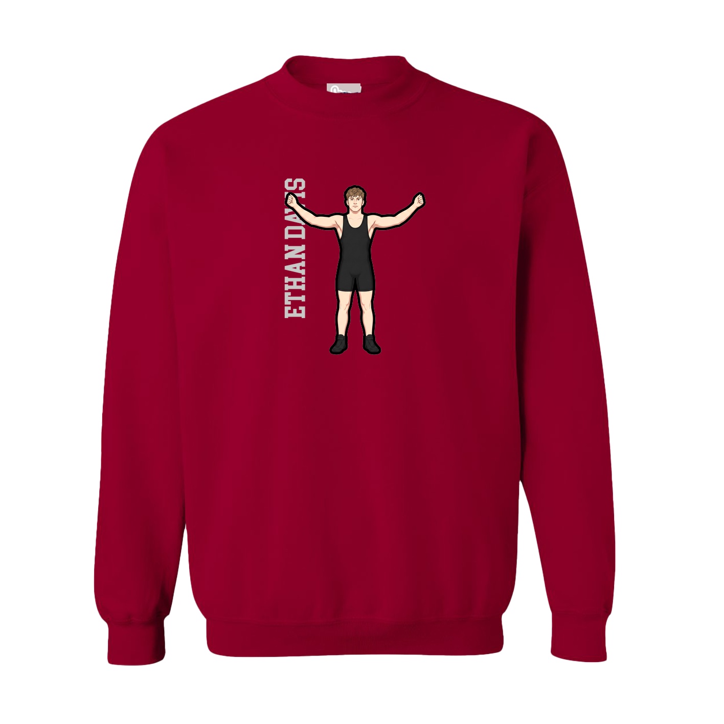 Fleece Crew — Name Vertical in Cardinal