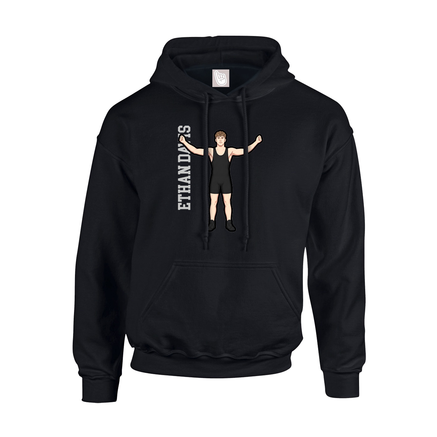 Youth Hoodie — Name Vertical in Black