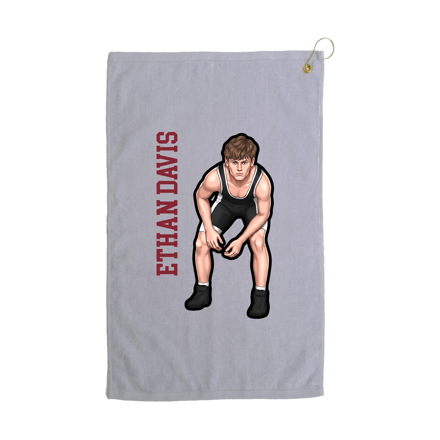 Golf Towel — Name Vertical in Grey