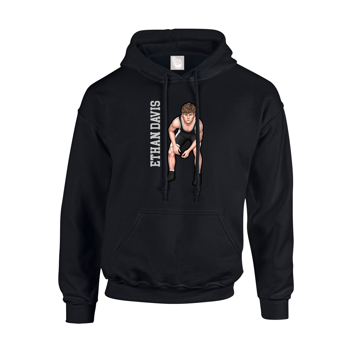 Youth Hoodie — Name Vertical in Black