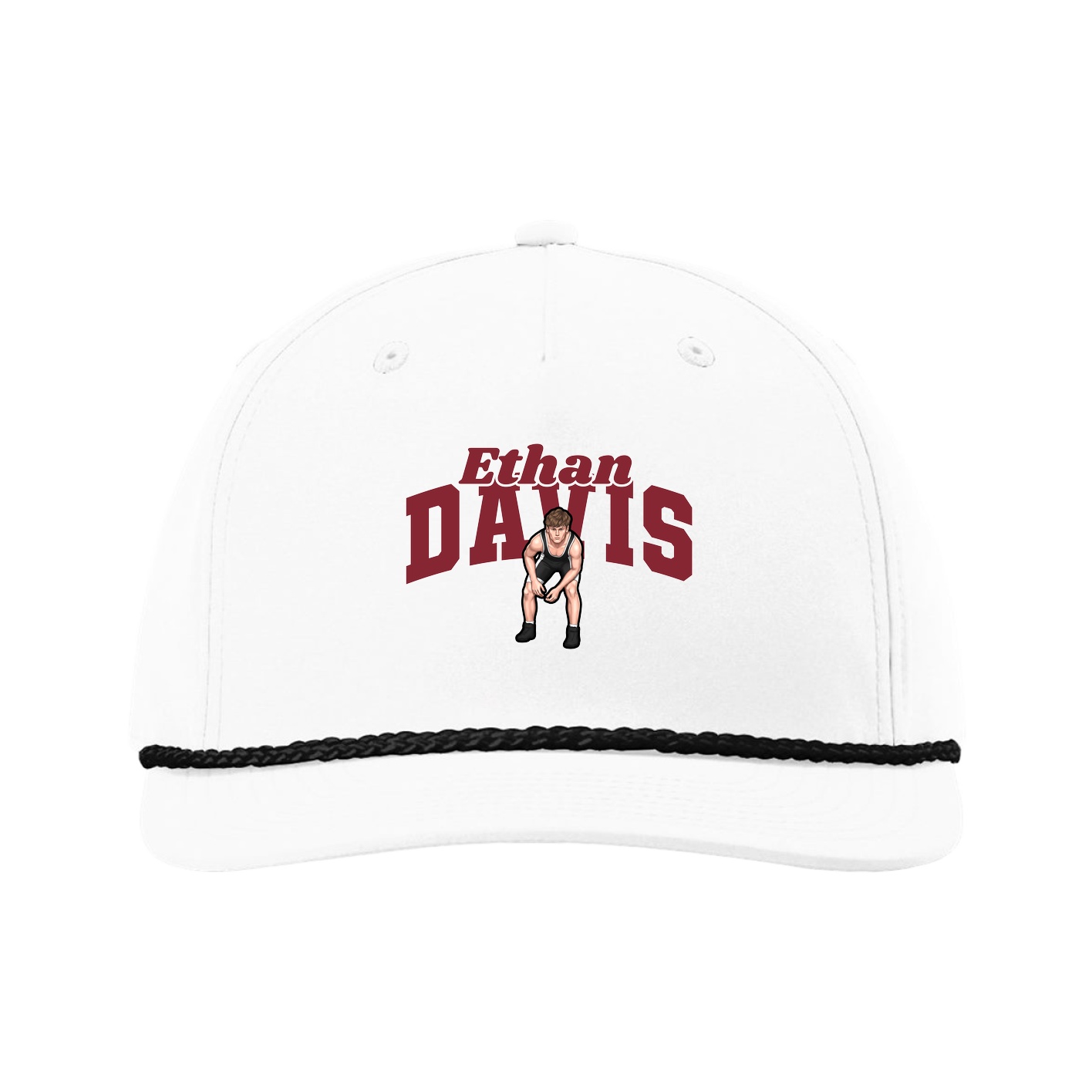 Five-Panel Classic Rope Cap — Signature Arch in White