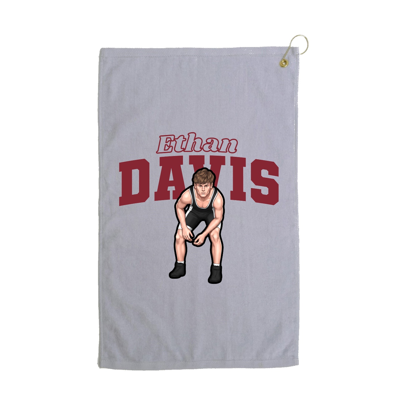 Golf Towel — Name Arch in Grey