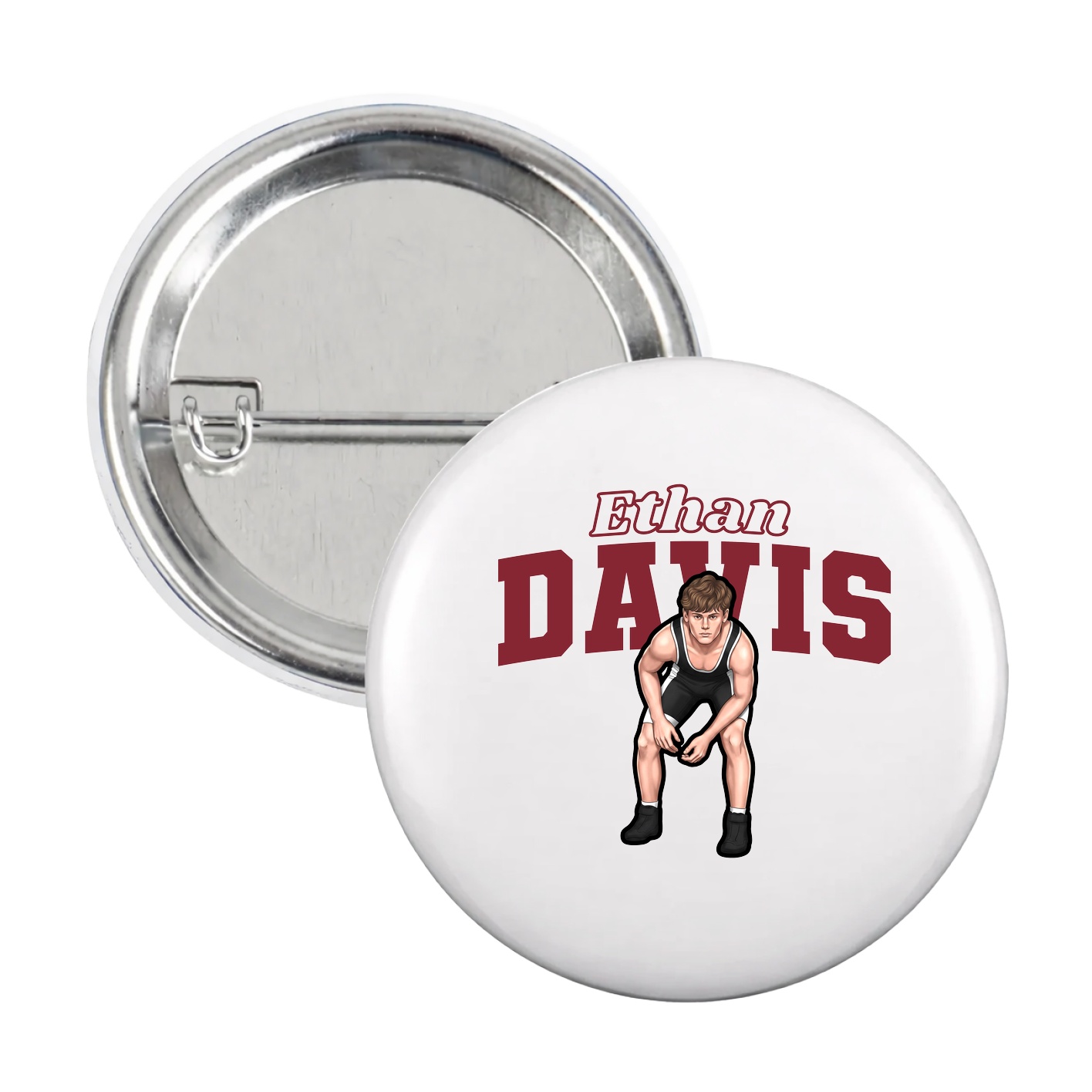 Game Day Button — Name Arch in White
