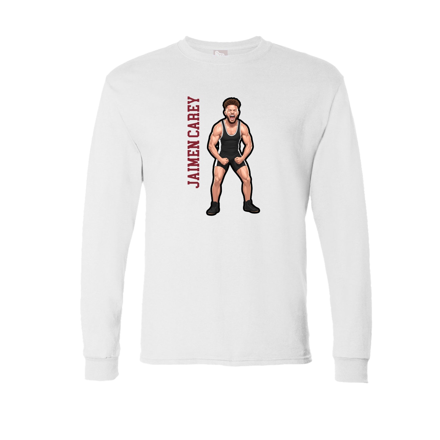 Long Sleeve Tee — Name Vertical in White