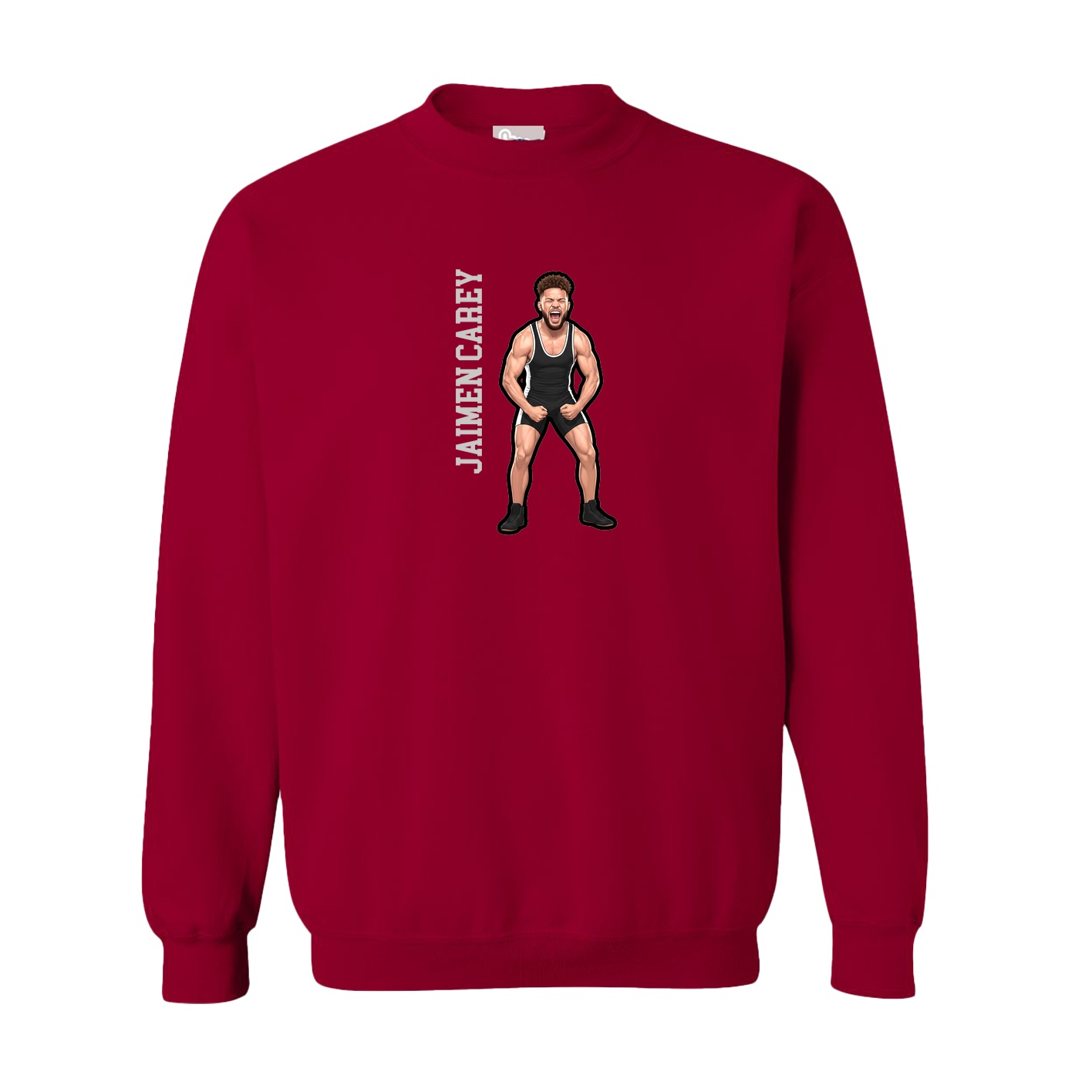 Fleece Crew — Name Vertical in Cardinal