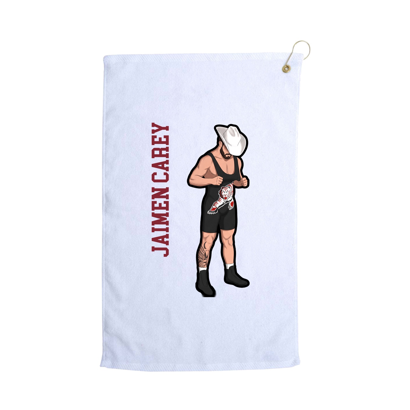 Golf Towel — Name Vertical in White