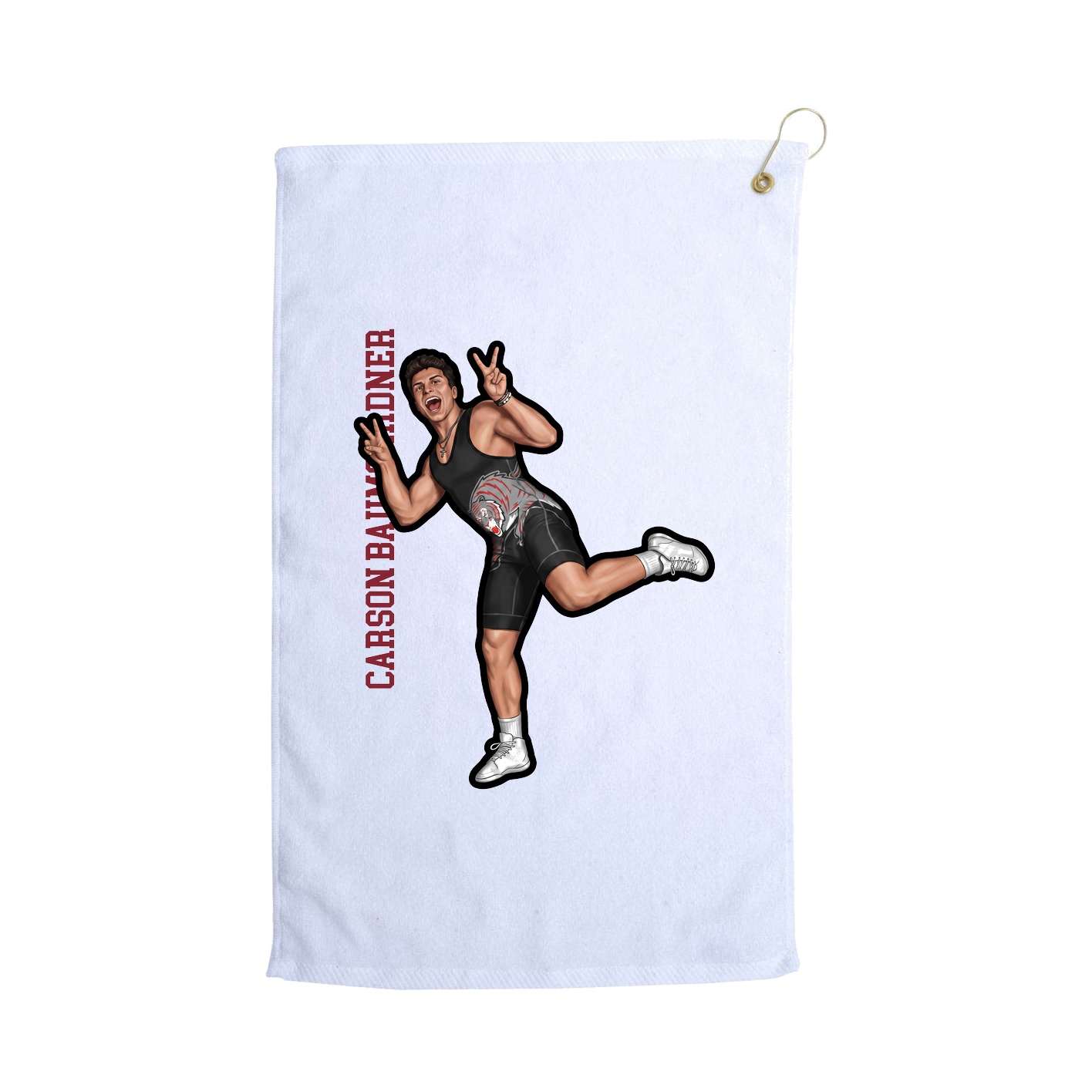 Golf Towel — Name Vertical in White
