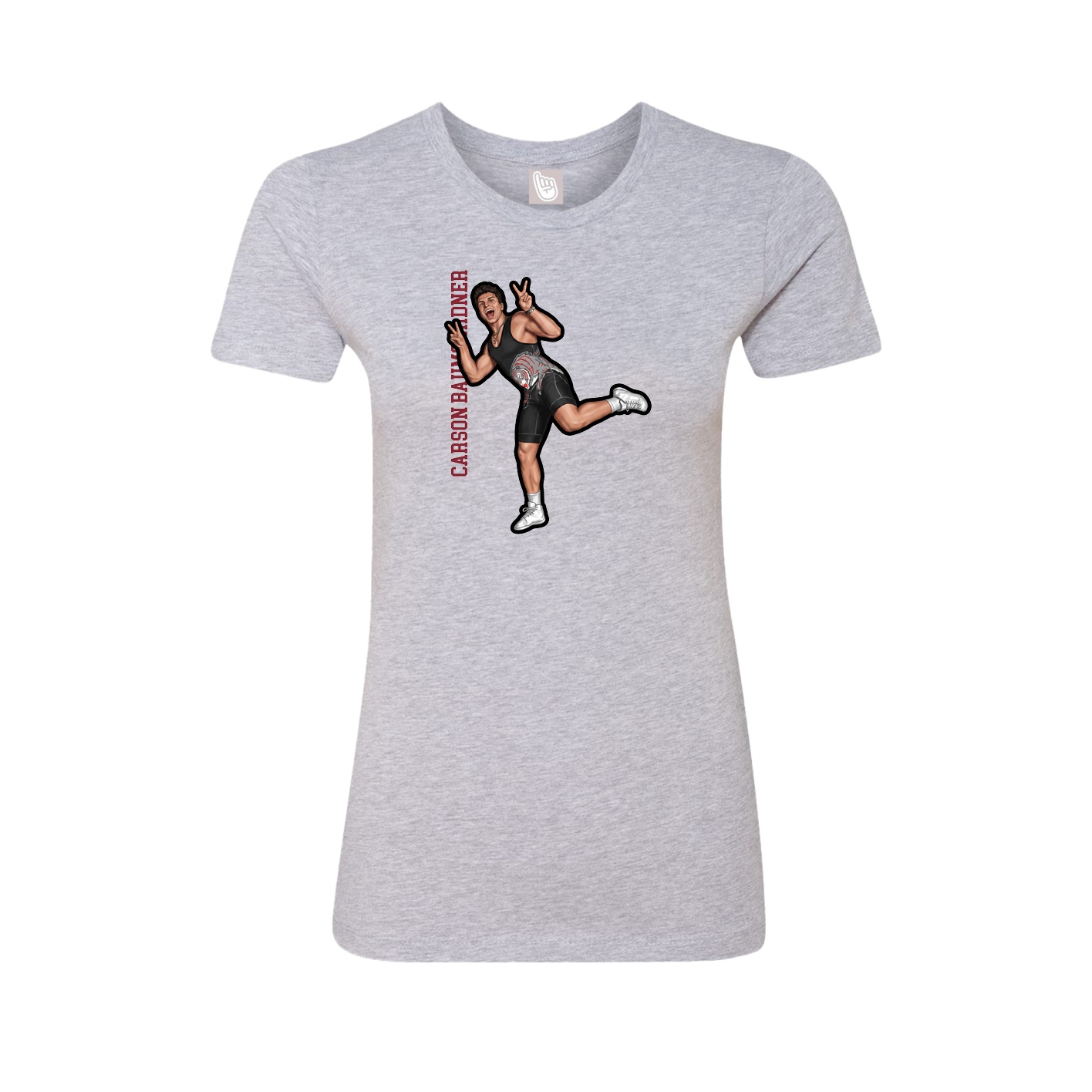 Fitted Women's Tee — Name Vertical in Grey