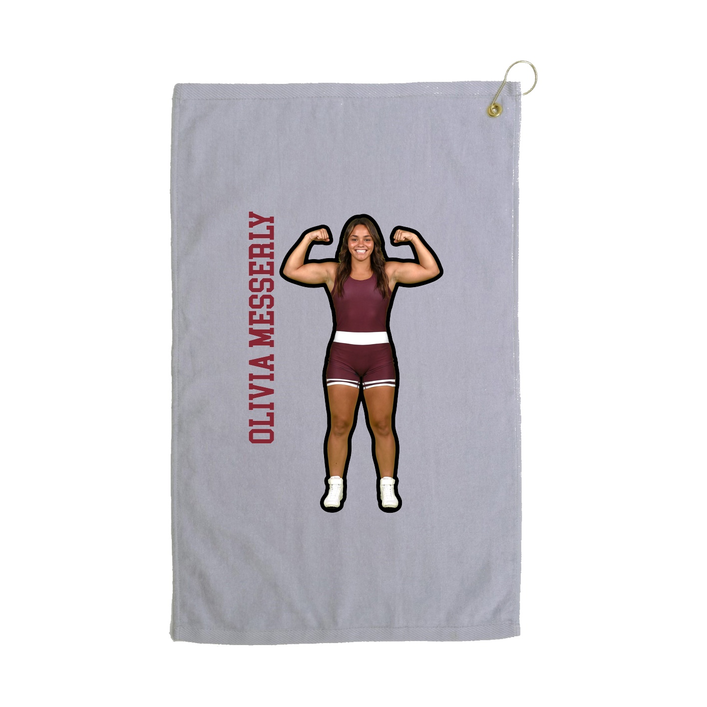 Golf Towel — Name Vertical in Grey