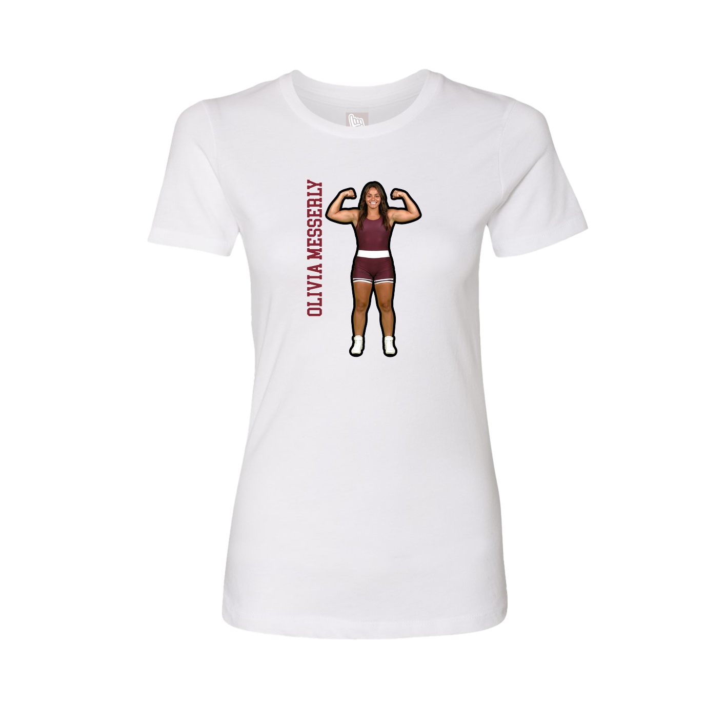 Fitted Women's Tee — Name Vertical in White